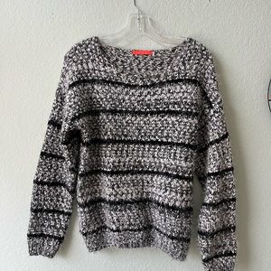 Black and white striped pullover sweater